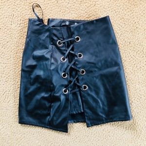 Black leather skirt